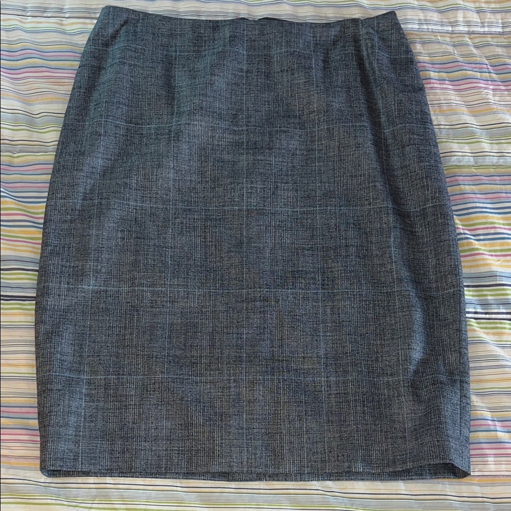 Ellen Tracy Elegant Gray‎ Blue Wool Blend Pencil Skirt 12